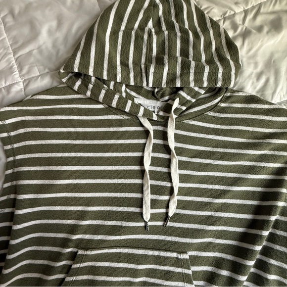 Cleo Olive and White Striped Hoodie - Picture 4 of 7